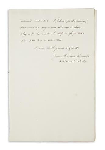 VAN BUREN, MARTIN. Three letters Signed, MVanBuren, as Secretary of State, to U.S. Minister to the Netherlands William Pitt Preble: A
